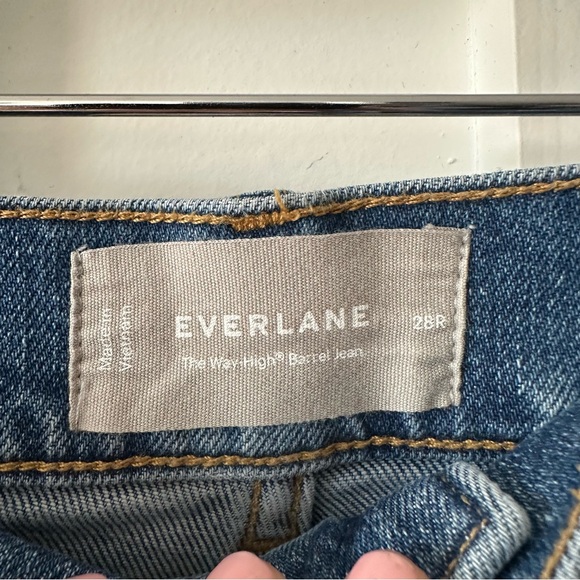 Everlane (28R) The Way High Barrel Medium Wash Denim Blue Organic Cotton Jeans - Picture 7 of 15